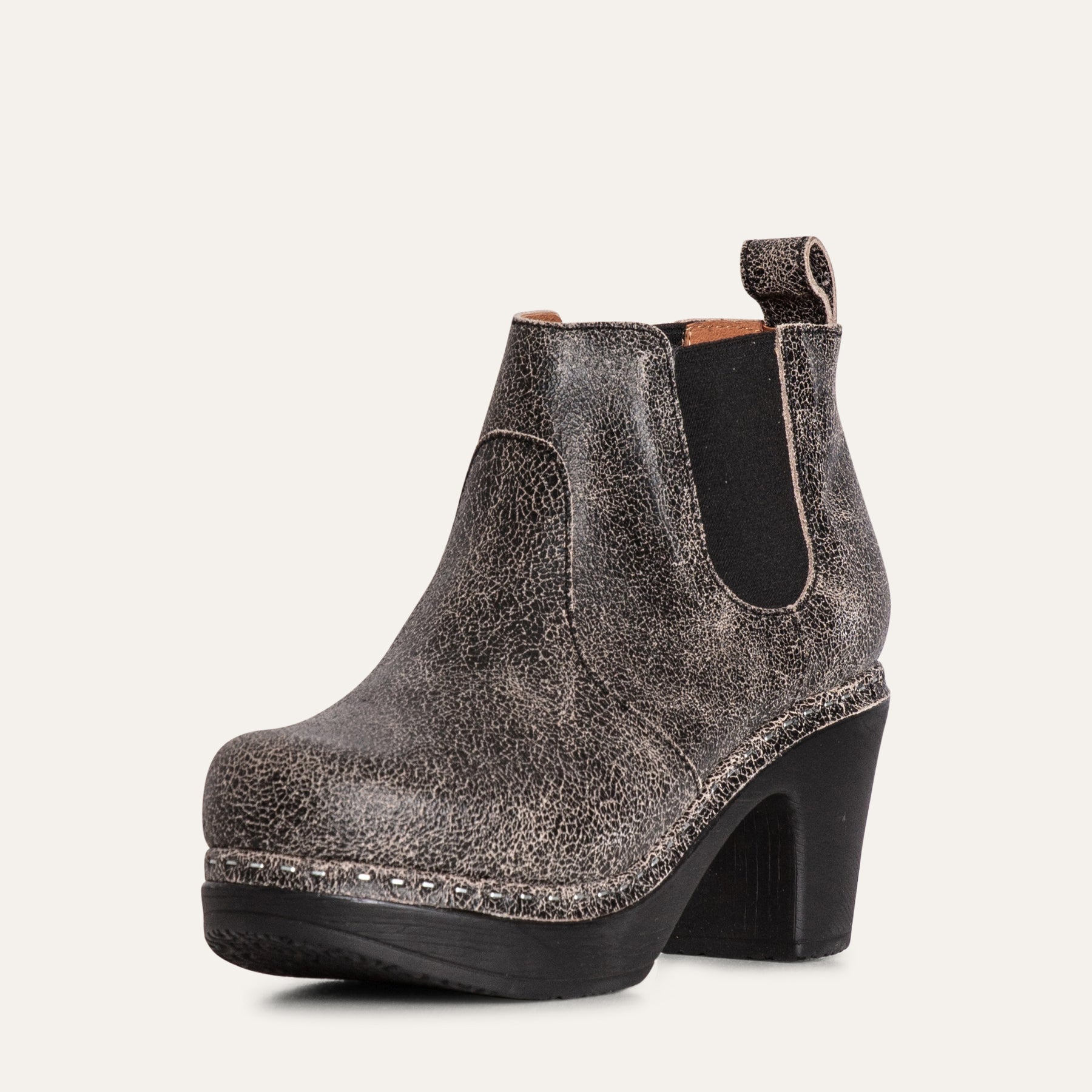 Doris black vintage leather clog boot Calou