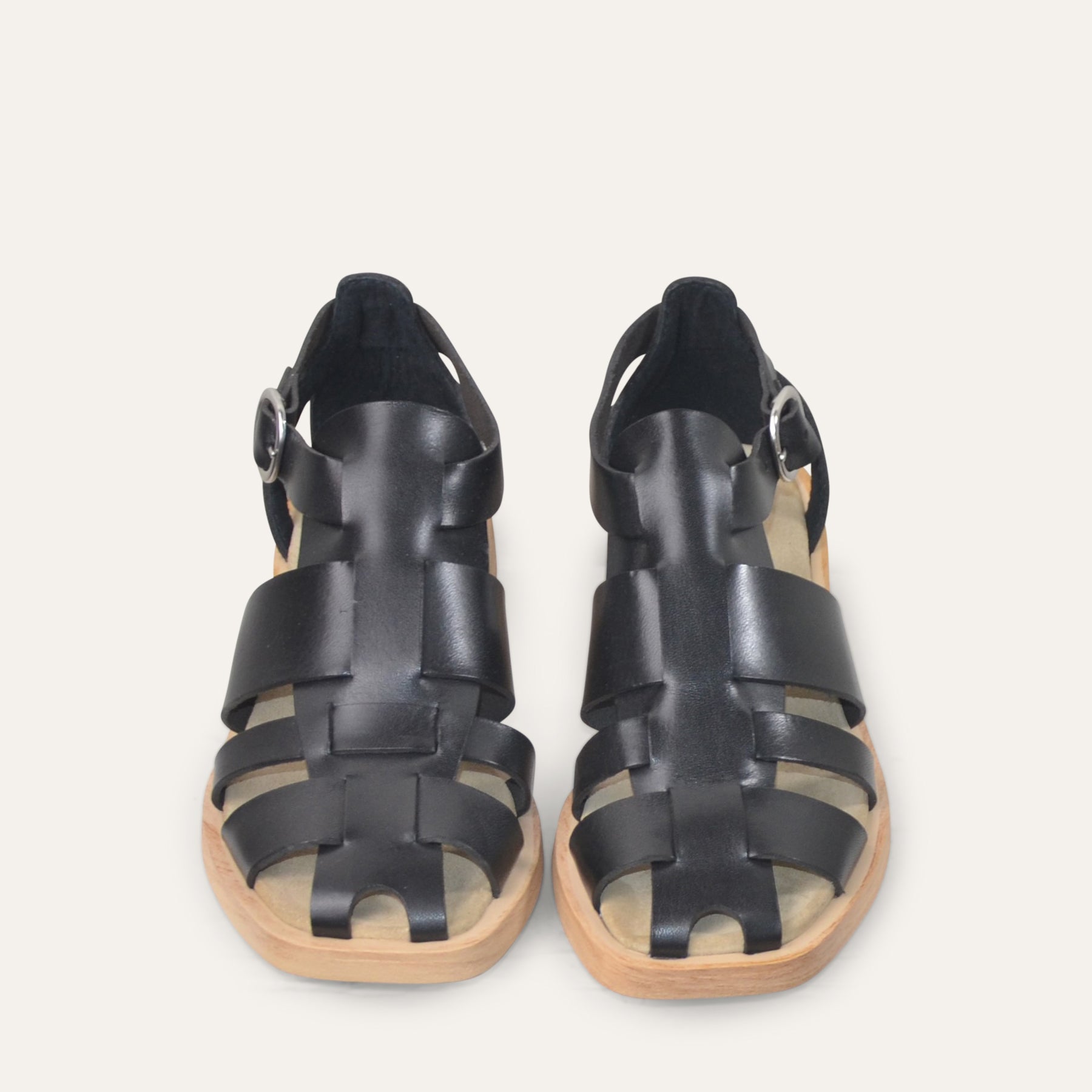 Marlene black vegetable tanned leather sandals Calou Stockholm