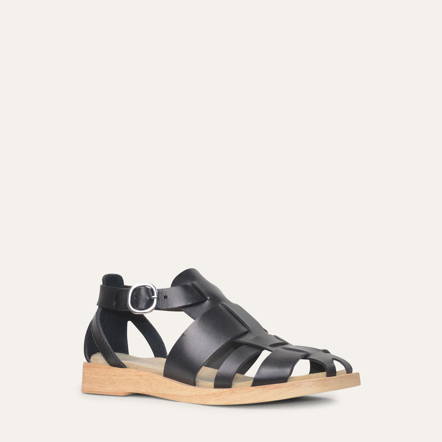 Marlene black vegetable tanned leather sandal Calou Stockholm
