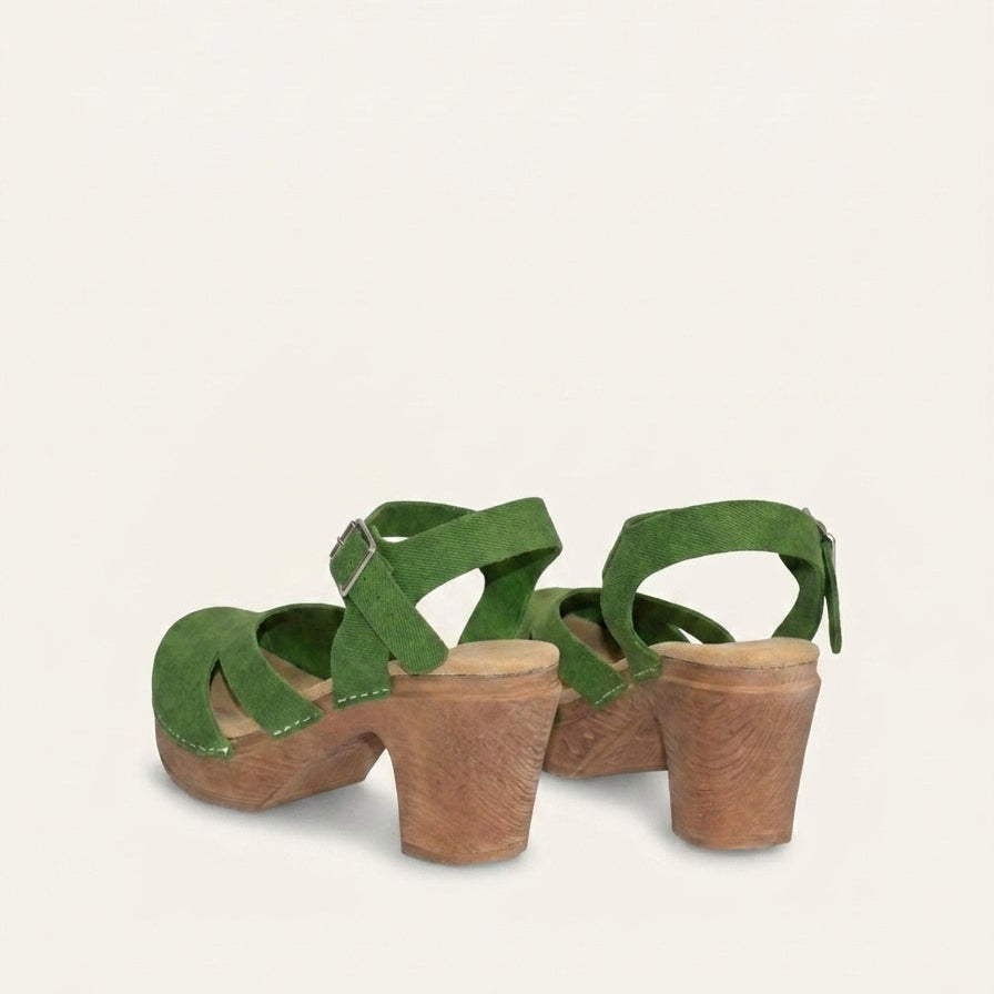 Calou green sude Maryjane clogs backview