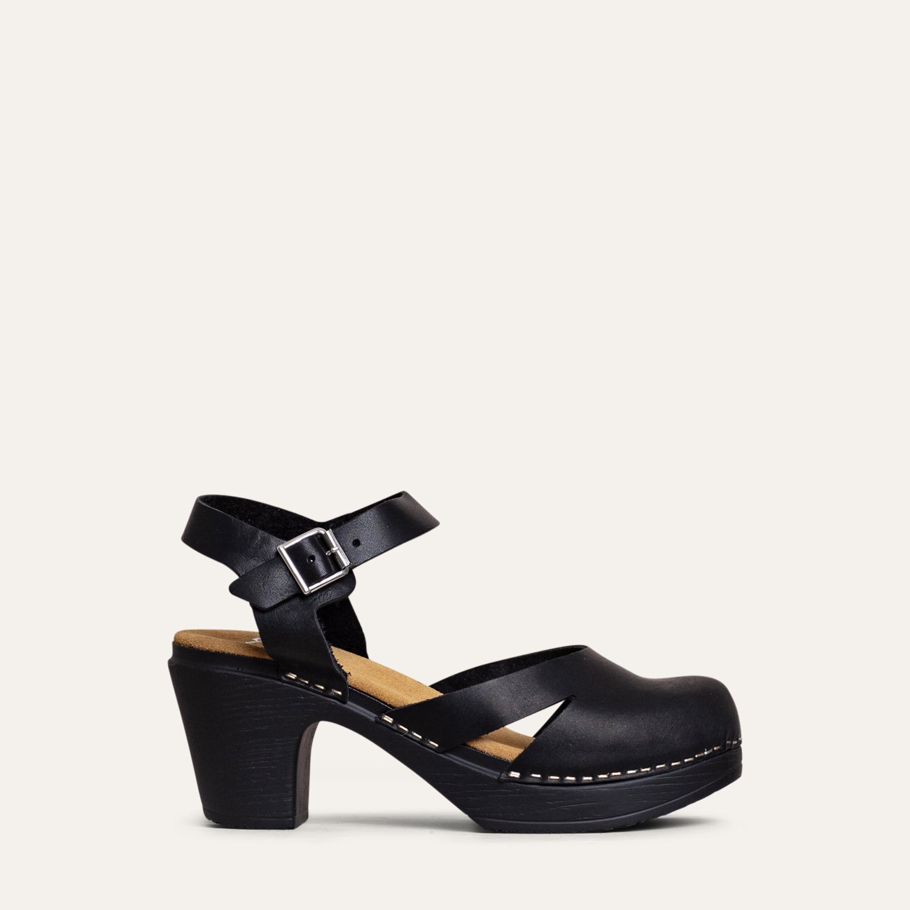 Penny black leather Maryjane clog, Calou Stockholm