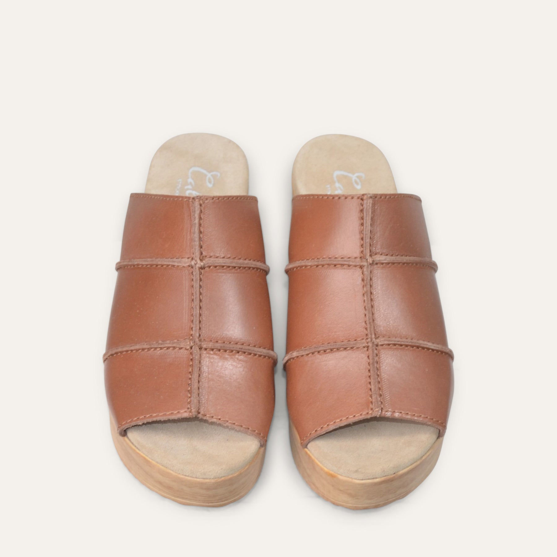 Tova brown leather clog sandals Calou Stockholm