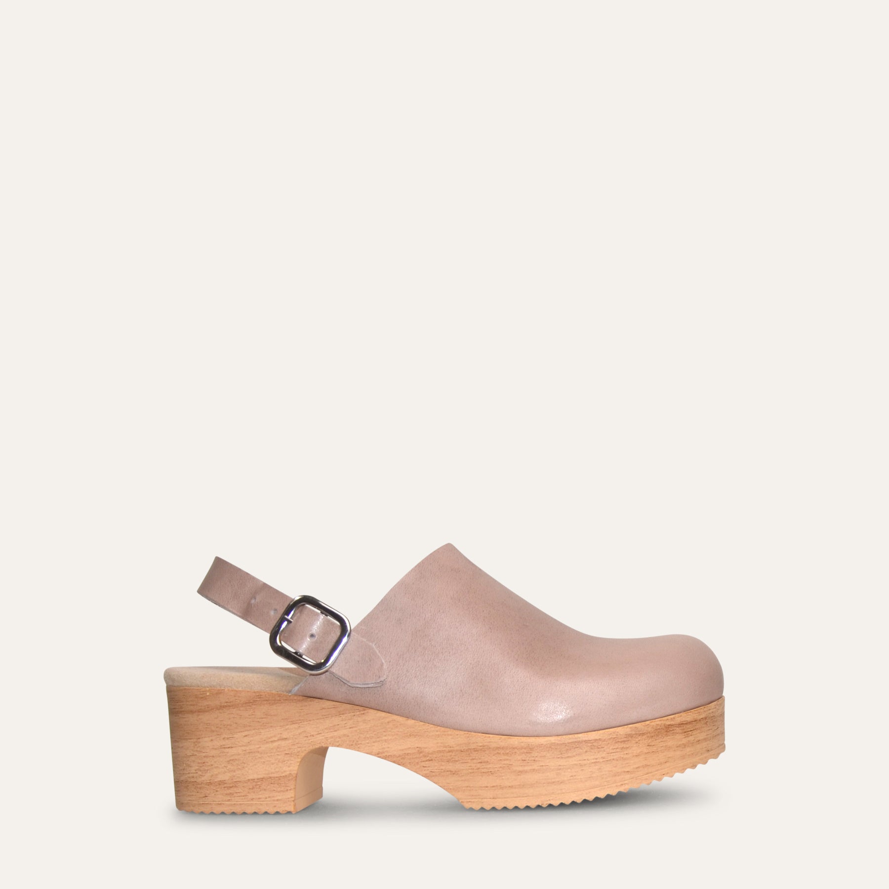 Calou Vera taupe leather slingback clog on soft flexible sole