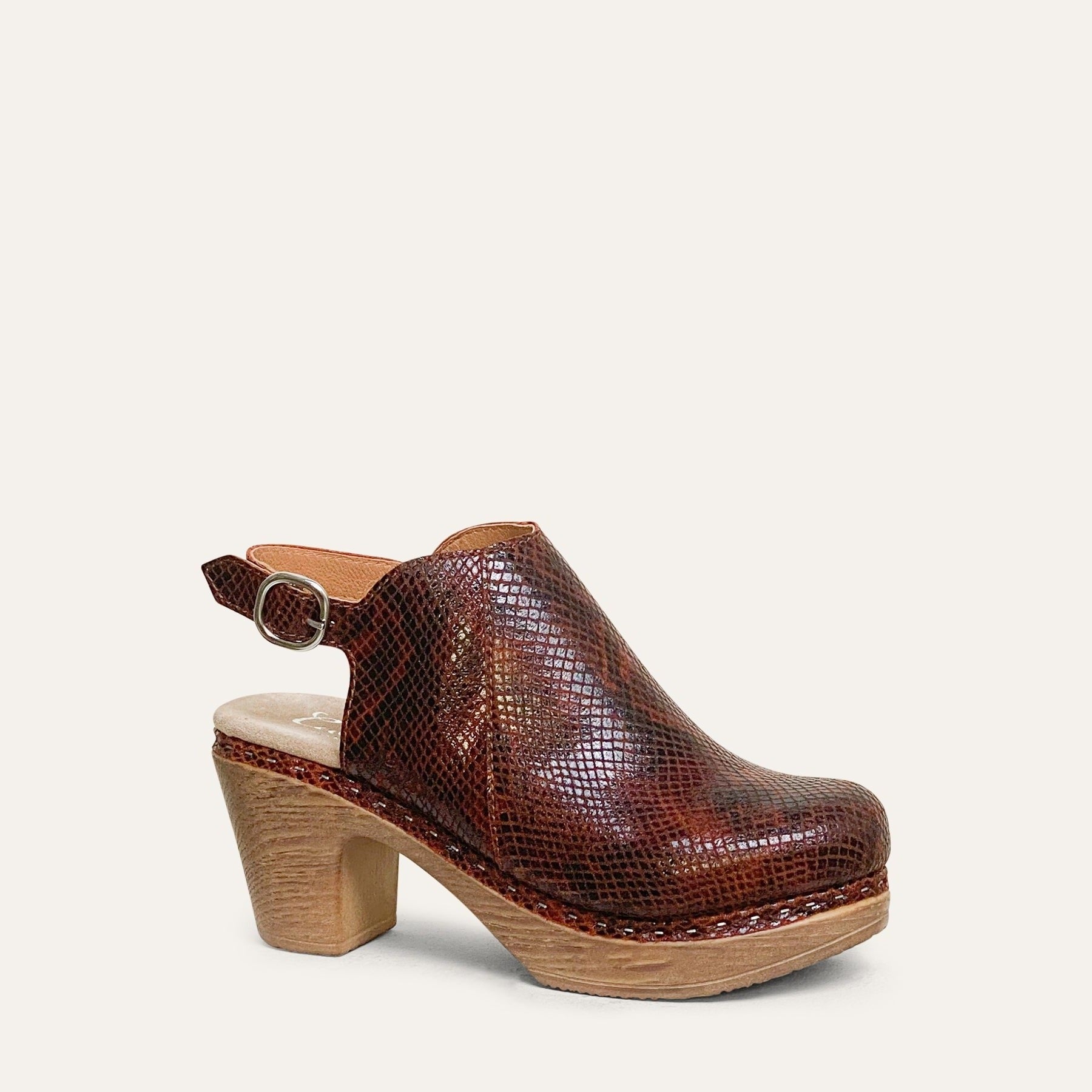 Tyra Clog Snake Burgundy