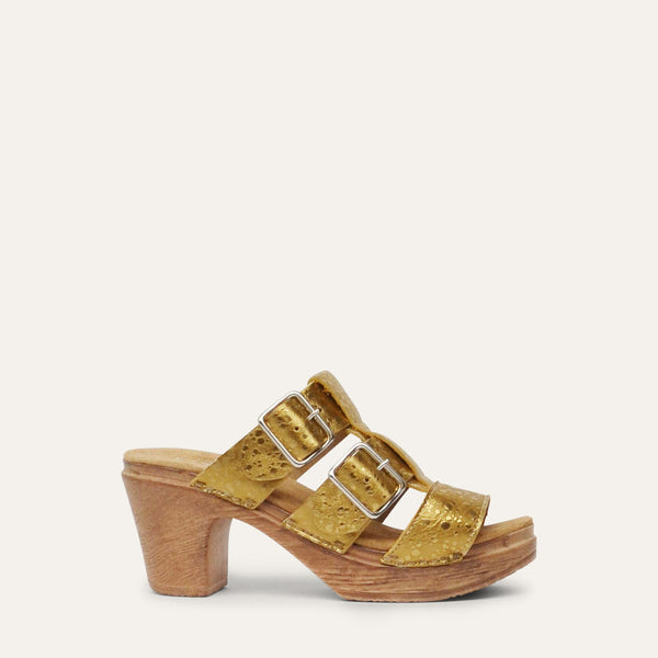 Gold cheap clog sandals