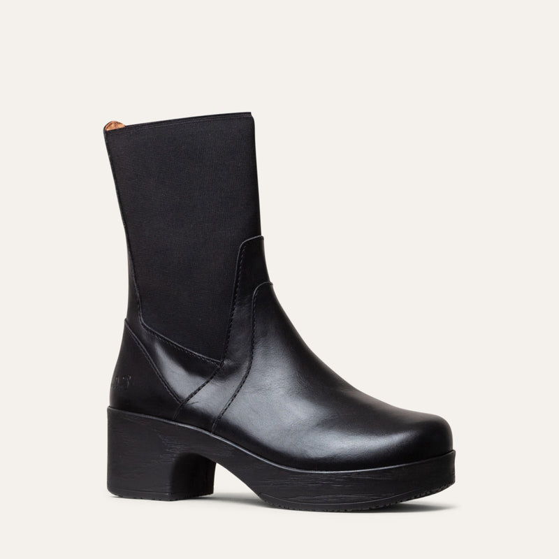 Angela black leather boot