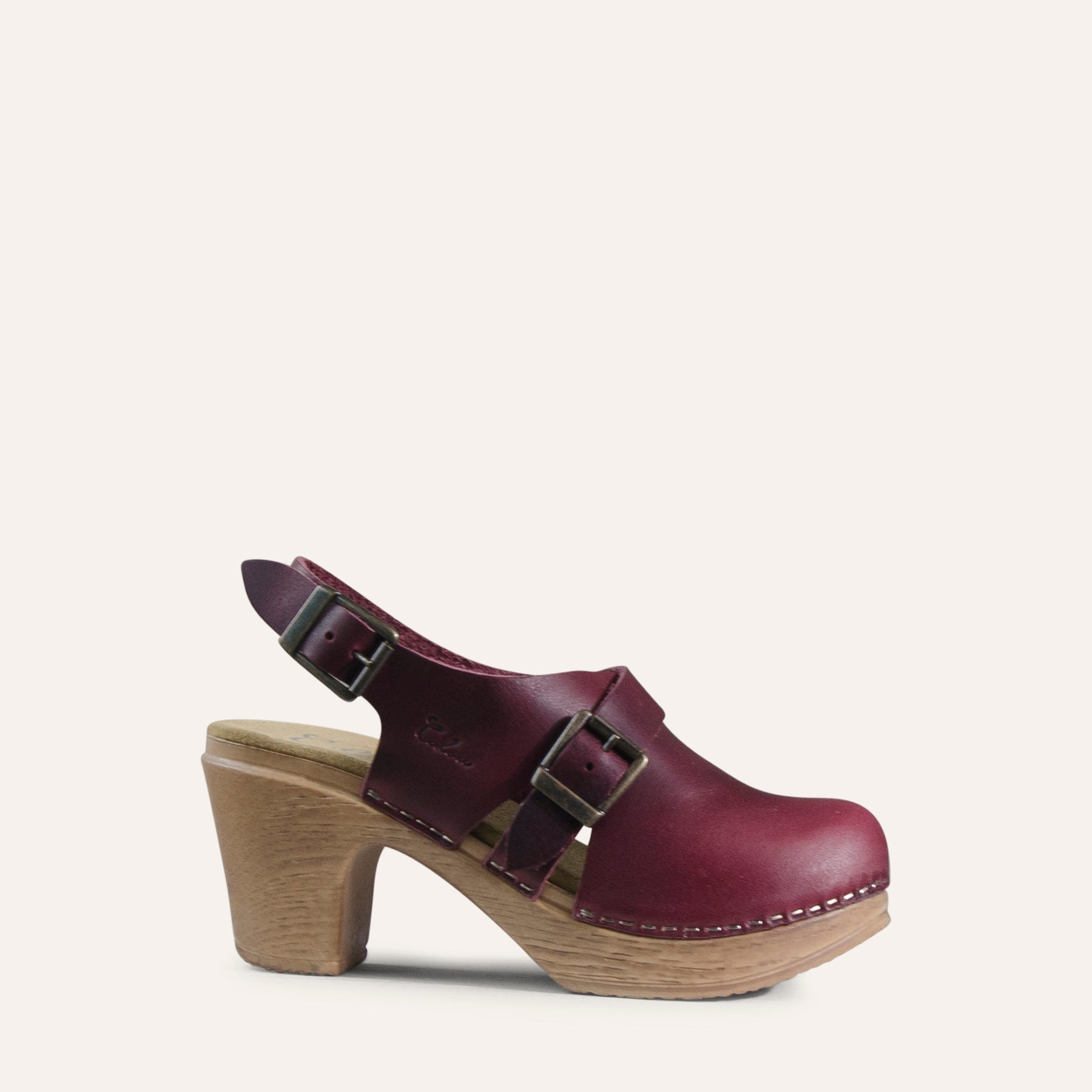 Astrid plum leather clog Calou Stockholm