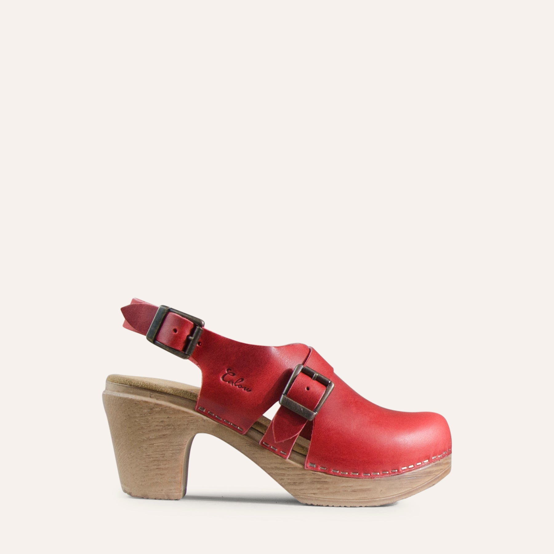 Astrid red leather slingback clog Calou