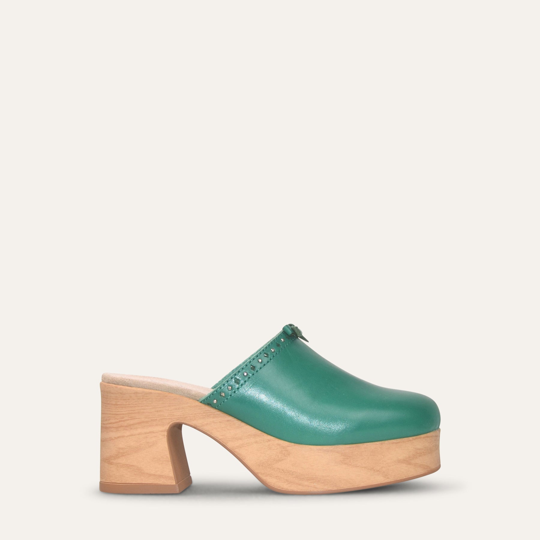 Calou Carla green clog with flex-sole side
