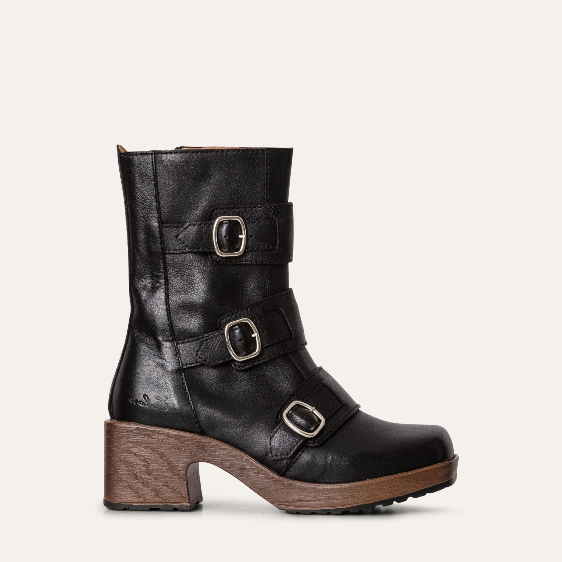 Luna black leather clog boot Calou