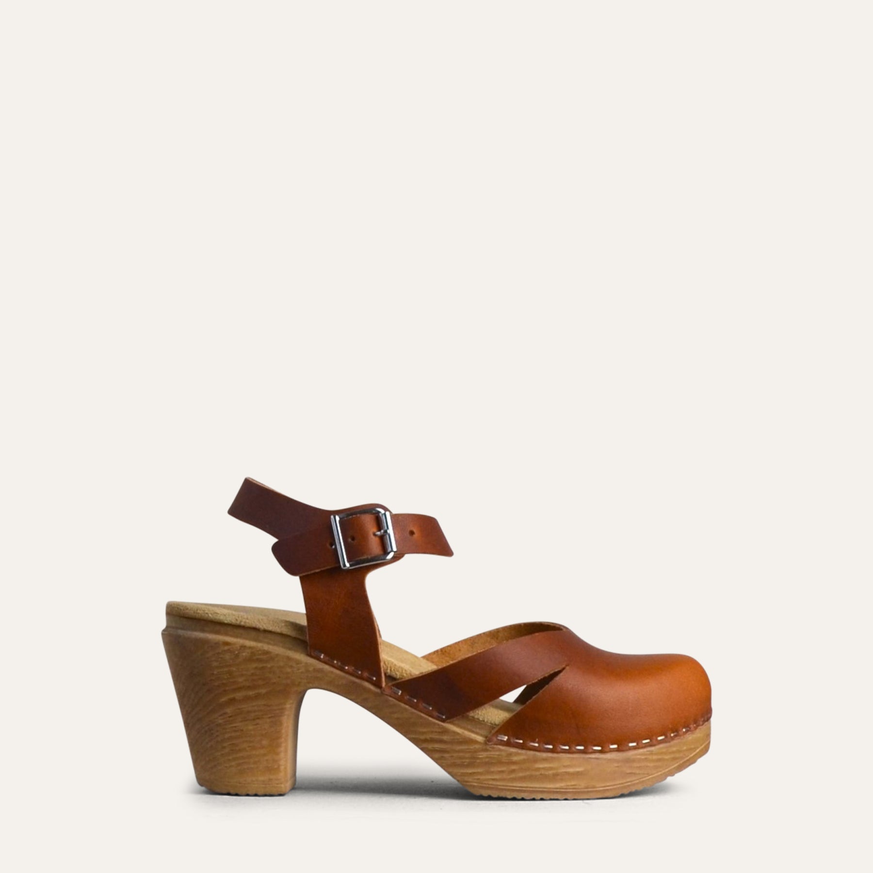 Penny brown leather Maryjane clog, Calou stockholm