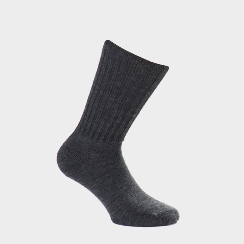 Wool ribbed sock on foot
